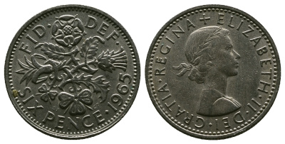 Великобритания 6 пенсов 1965 Елизавета II (1952-2022) KM 903, Spink 4149 медно-никель 4381-838
