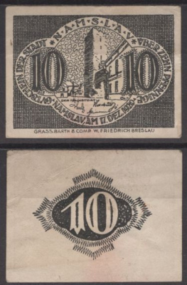 Намслау 10 пфеннигов 1920 DeNG 2 N2.1a бумага 8612-34-2-1