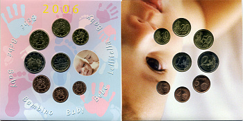 Финляндия евронабор из 8 монет 2006 на рождение ребенка, в оригинальном буклете UNC 5-6-2-18