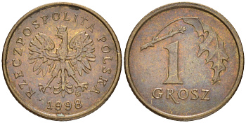 Польша 1 грош 1998 MW KM 276 латунь 4516-747