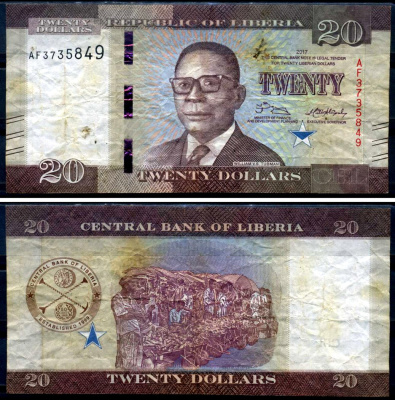 Либерия 20 долларов 2017 Уильям Табмен - президент Либерии Pick 33 b бумага 8592-1-3-2