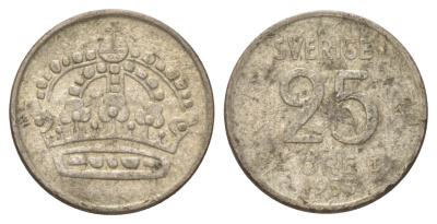 Швеция 25 эре 1955 Густав VI Адольф (1950-1973) KM 824 серебро 4625-426