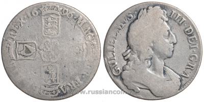 Англия 1 крона 1696 Вильгельм III (1694-1702) KM 486, Dav. 3781, Spink 3470 серебро 00-000-00