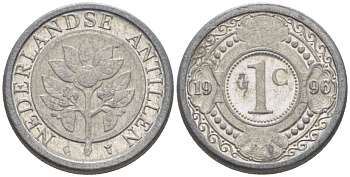Нидерландские Антилы 1 цент 1996 Беатрикс (1980-2013) KM 32 алюминий 66-956