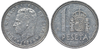 Испания 1 песета 1985 M, Хуан Карлос I (1975-2014) KM 821 алюминий 4128-1034