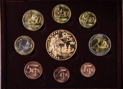 Швеция евронабор из 9 монет (с 5 евро) 2003 европробники, Карл XVI Густав (1973- ), в оригинальной коробке, с сертификатом PROOF 4-3-4-11