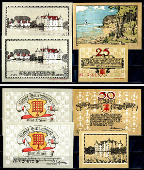 Глюксбург (Пруссия, Шлезвиг-Гольштейн) набор из 4 нотгельдов 1920 7556-9-4-1