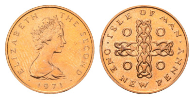 Остров Мэн 1 новый пенни 1971 Елизавета II (1952-2022) KM 20 бронза PROOF 4127-813