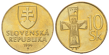 Словакия 10 крон 1994 KM 11.1 латунь UNC 4654-813