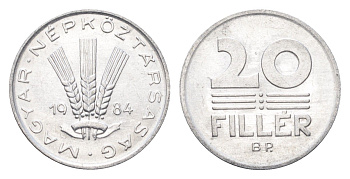 Венгрия 20 филлеров 1984 BP KM 573 алюминий 4665-1231