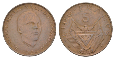 Руанда 5 франков 1964 Грегуар Кайибанда KM 6 бронза 4610-1145