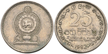 Шри-Ланка 25 центов 1982 KM 141.2 медно-никель 4567-316