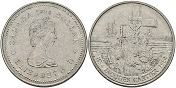 Канада 1 доллар 1984 Жак Картье KM 141 никель UNC 97-216
