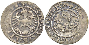 Польша 1/2 гроша (полугрош) 1524 Сигизмунд I Старый (1506-1548), вес 0,97 гр. серебро 1517-225