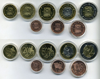 Андорра набор из 8 монет 2003 1 евроцент-2 евро, европробники (крупный формат), сертификат биметалл PROOF 06-081-17
