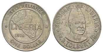 Либерия 1 доллар 1976 KM 32 медно-никель 221-146