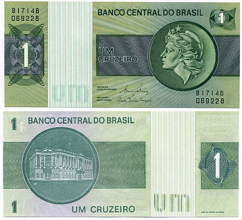 БРАЗИЛИЯ 1 КРУЗЕЙРО 1980 ПОДПИСЬ 20, СЕРИЯ В Pick 191Ас бумага UNC (ПРЕСС) 8611-38-1-1