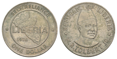Либерия 1 доллар 1976 KM 32 медно-никель 221-146