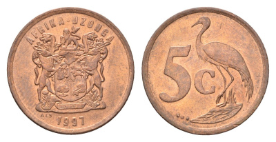 ЮАР 5 центов 1997 KM 160 сталь плакированная медью UNC 4702-861