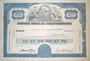 США, UNITED WHELAN CORPORATION 5 акций 1962 бумага 00-00