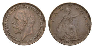 Великобритания 1 фартинг 1933 Георг V (1910-1936) KM 825, Spink 4061 бронза 4674-812