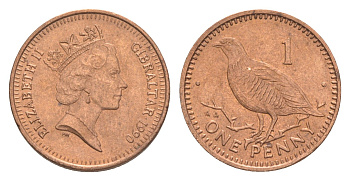 Гибралтар 1 пенни 1990 KM 20 бронза aUNC 4115-142