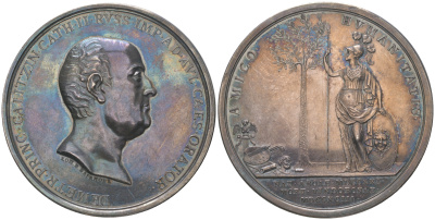 Россия медаль 1793 СПБ, на смерть князя Дмитрия Голицына, копия В. Баранова с оригинала П. Бальденбаха, 50,3 мм, 59,95 гр. Дьяков 231.2  R2 серебро  UNC  10-017-20