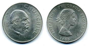 Великобритания 1 крона (5 шиллингов) 1965 Уинстон Черчилль, Елизавета II (1952-2022) KM 910, Spink 4144 медно-никель 89-1233