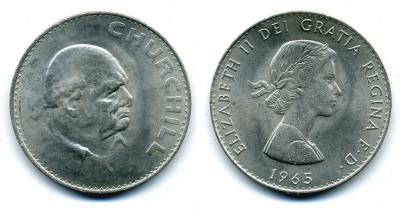 Великобритания 1 крона (5 шиллингов) 1965 Уинстон Черчилль, Елизавета II (1952-2022) KM 910, Spink 4144 медно-никель 89-1233