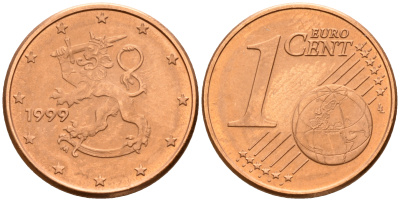 Финляндия 1 евроцент 1999  KM 98 сталь плакированная медью  UNC  4189-144