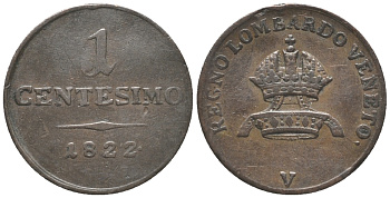 Ломбардия-Венеция 1 чентезимо 1822  C 1 медь     100-812