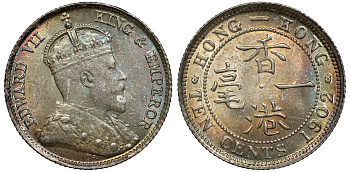 Гонконг 10 центов 1902 Эдуард VII (1901-1910) KM 13 серебро UNC 91-716