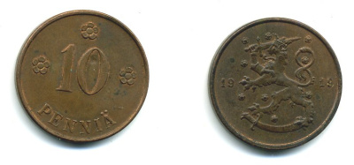 Финляндия 10 пенни 1919 KM 24 медь 37-331