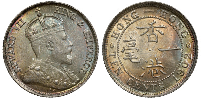 Гонконг 10 центов 1902 Эдуард VII (1901-1910) KM 13 серебро UNC 91-716