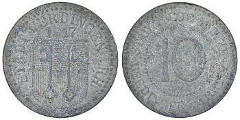 Юрдинген 10 пфеннигов 1917  Funck 554.2A, Men05 25409.3, Men18 31820.3 цинк     4119-1045