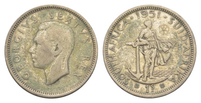 ЮАР 1 шиллинг 1951 KM 37.2 серебро 4178-642