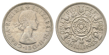 Великобритания 2 шиллинга (флорин) 1960 Елизавета II (1952-2022) KM 906, Spink 4146 медно-никель 4663-314