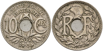 Франция 10 сантимов 1934 KM 866a, Le Franc 138.3 медно-никель 4143-1017