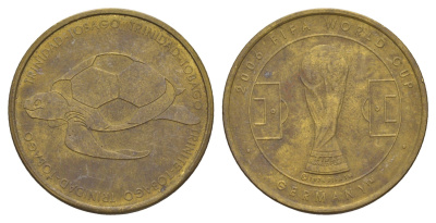 Германия медаль "Чемпионат мира 2006 - сборная Тринидад и Тобаго" диаметр 29 мм, вес 7 гр латунь 4656-546