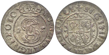 Польша 1 шиллинг (шеляг) 1625 Сигизмунд III (1587-1632), вес 0,51 гр. KM А37 серебро 1517-132