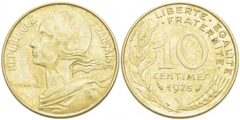 ФРАНЦИЯ 10 САНТИМОВ 1975 ТИП MARIANNE KM 929 медь алюминий никель 4516-845