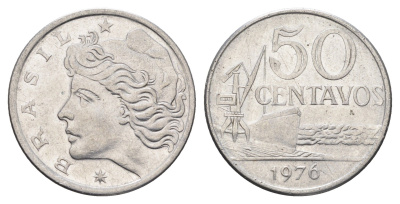 Бразилия 50 сентаво 1976 KM 580b нержавеющая сталь 4663-536