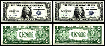 США набор из 2 банкнотс с номерами подряд. 1935 Серия E. Джордж Вашингтон Pick 416 D2 e бумага 2119-19-1-1
