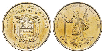 Панама 1/2 бальбоа (50 сентесимо) 2013 500 лет открытиям в Тихом океане KM 144 медь плакированная медно-никелем UNC 4645-235