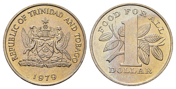 Тринидад и Тобаго 1 доллар 1979 Продовольственная программа - ФАО KM 38 медно-никель UNC 4672-426