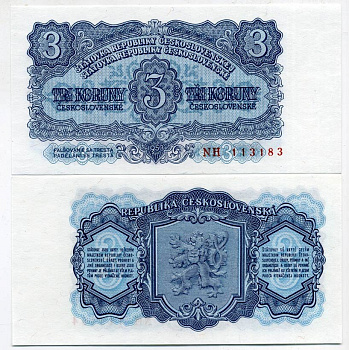 Чехословакия 3 кроны 1953 Pick 79a бумага UNC (пресс) 000-00-00