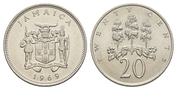 Ямайка 20 центов 1969 KM 48 медно-никель UNC 4641-814