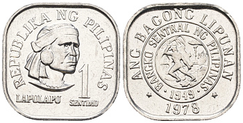 Филиппины 1 сентимо 1978 вождь острова Мактан Лапу-Лапу KM 205 алюминий  UNC  220-1136