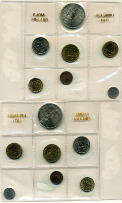 Финляндия госнабор из 7 монет включая  10 марок 1971 в оригинальной упаковке UNC 3-4-1-47