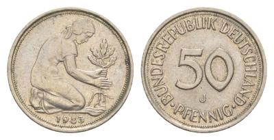 ФРГ 50 пфеннигов 1983 J KM 109.2, J. 384a медно-никель 4632-728
